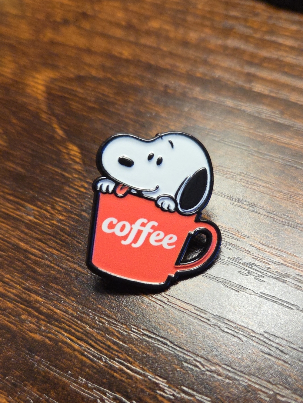 Snoopy Red Coffee Cup Enamel Pin - Dog Lover Accessory